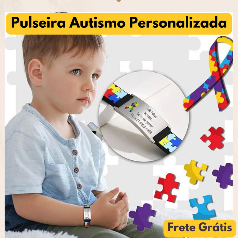Pulseira Autismo de Identificação Personalizável | Coração Seguro ♥ Oferta Especial 50% OFF + Frete Grátis Somente Hoje!