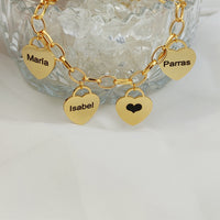 Pulseira Corações da Vida - Personalizável - Gravação a Laser - Aço Inoxidável | Oferta Especial! ♥