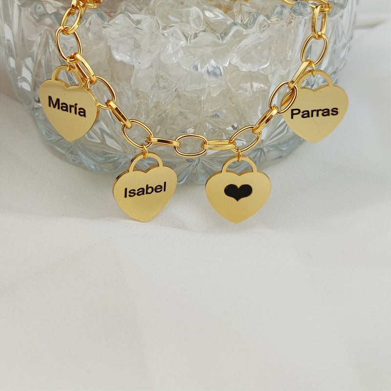Pulseira Corações da Vida - Personalizável - Gravação a Laser - Aço Inoxidável | Oferta Especial! ♥