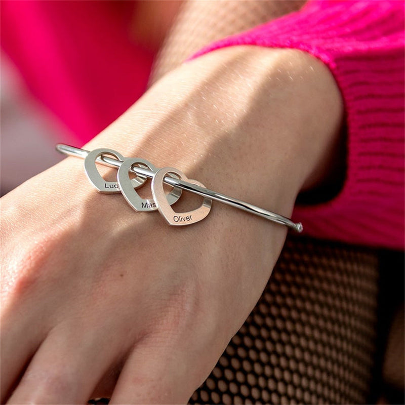 Pulseira Meus Corações - Personalizável | Gravação a Laser - Grave os Nomes da sua Família! ♥