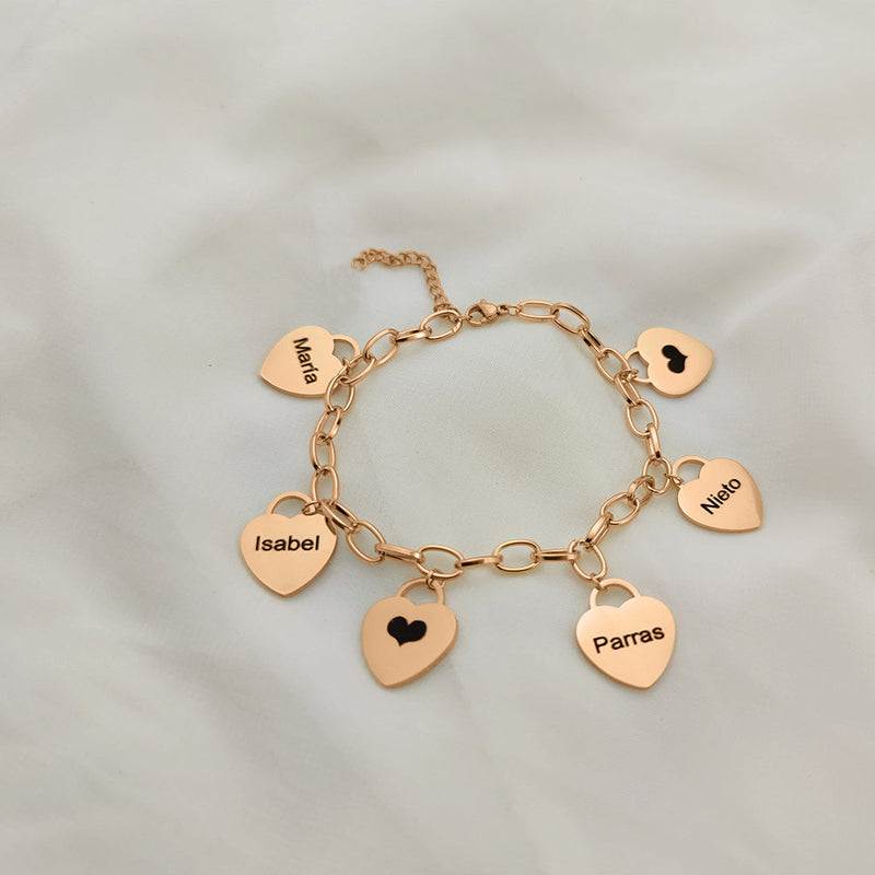 Pulseira Corações da Vida - Personalizável - Gravação a Laser - Aço Inoxidável | Oferta Especial! ♥
