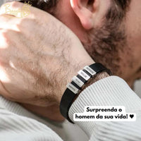 Pulseira Personalizada - Dia Dos Pais Couro + Aço Inox - Gravação a laser - Oferta especial 50% off + Frete Grátis somente hoje!