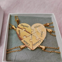 Colar Puzzle Personalizável - Minha Família - Gravação a Laser - Banhado a ouro
