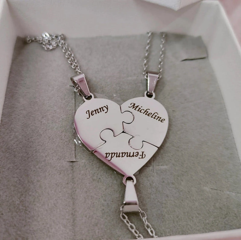 Colar Puzzle Personalizável - Minha Família - Gravação a Laser - Banhado a ouro