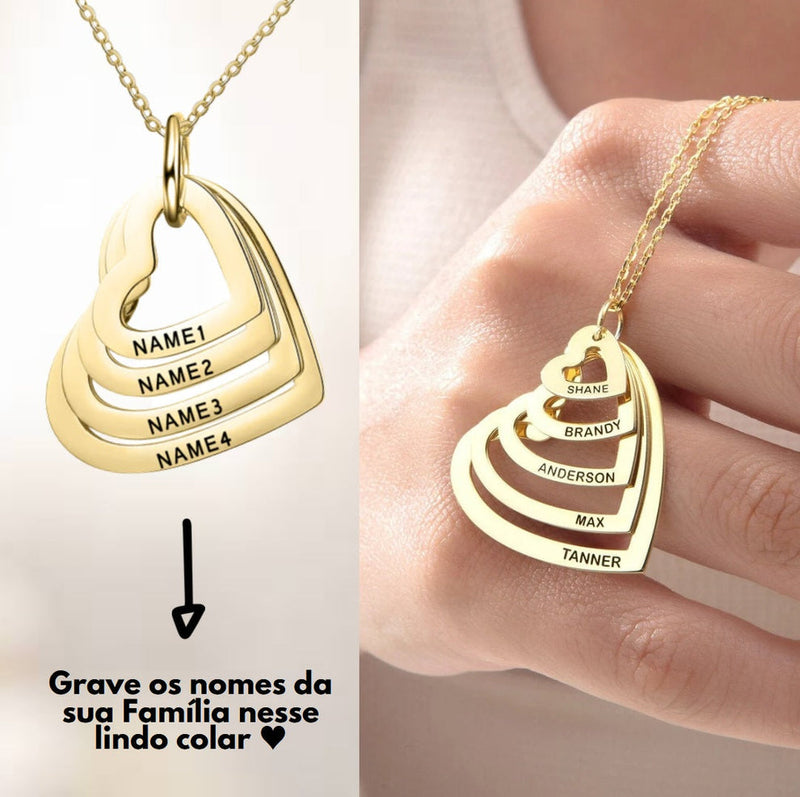Colar Meus Corações Personalizável - Gravação a Laser - Oferta Especial! ♥