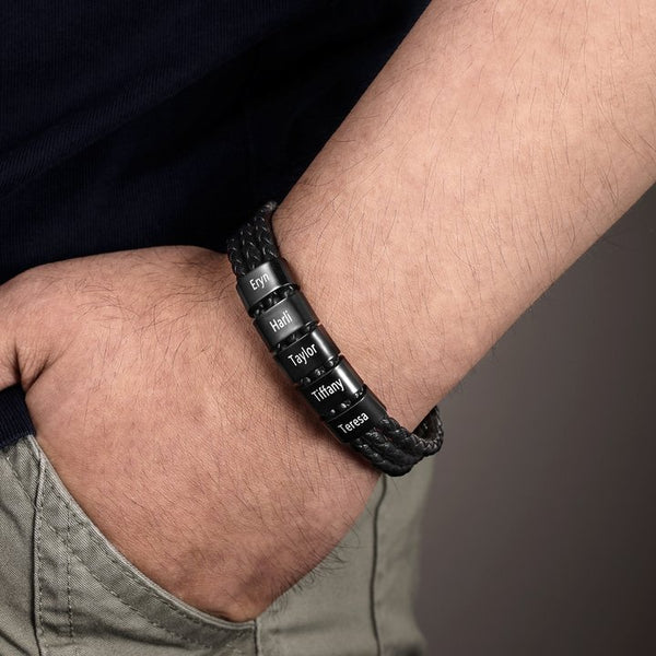 Pulseira Personalizada Pai Herói | Couro + Aço Inoxidável | Oferta Especial Dia Dos Pais ❤️