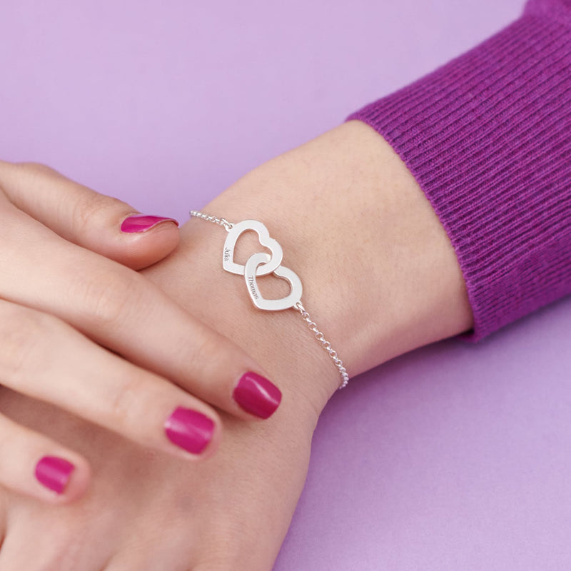 Pulseira Corações Entrelaçados Personalizável - Gravação a Laser | Oferta Especial Dia Dos Namorados! ♥