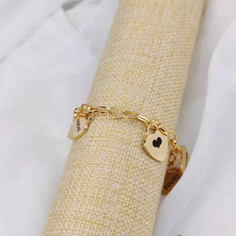 Pulseira Corações da Vida - Personalizável - Gravação a Laser - Aço Inoxidável | Oferta Especial! ♥