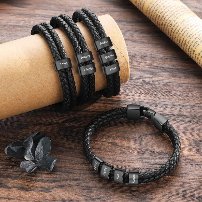 Pulseira Personalizada Pai Herói | Couro + Aço Inoxidável | Oferta Especial Dia Dos Pais ❤️