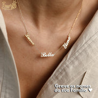 Colar Amor Eterno Personalizável - Minha Família - Corte a Laser - Banhado a ouro