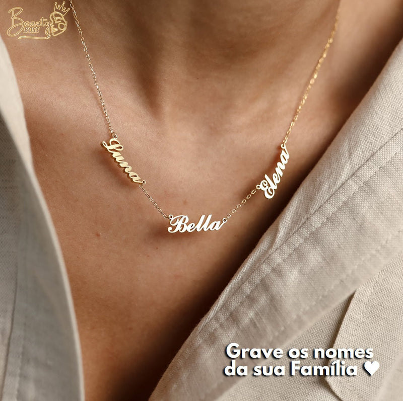 Colar Amor Eterno Personalizável - Minha Família - Corte a Laser - Banhado a ouro
