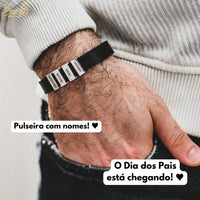 Pulseira Personalizada - Dia Dos Pais Couro + Aço Inox - Gravação a laser - Oferta especial 50% off + Frete Grátis somente hoje!