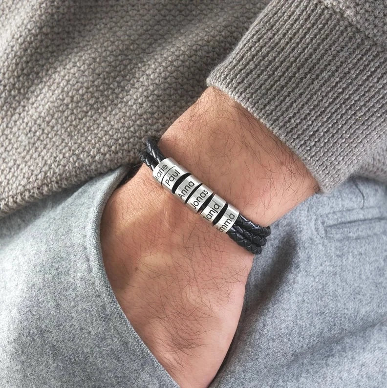 Pulseira Couro Personalizável - Aço Inoxidável | Gravação a Laser - Oferta Especial 50% OFF + Frete Grátis Somente Hoje!